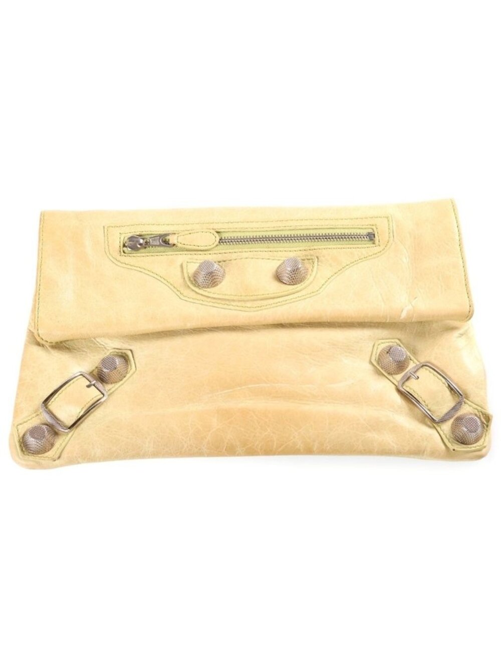 Balenciaga Lambskin Motocross Giant 21 Envelope Clutch Yellow